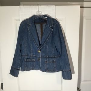 Relativity Denim Notched Collar Button Down Jacket Blue Size XL